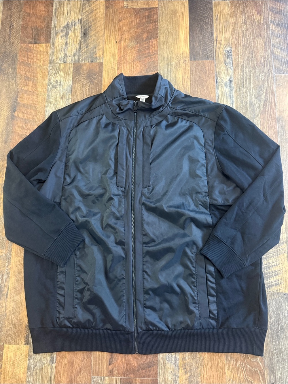 Calvin Klein Men’s 3XL Black Mixed Media Full Zip Bomber Jacket